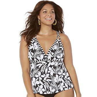 Swimsuits For All Women's Plus Size Loop Strap Tankini Top