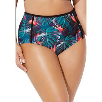 Swimsuits for All Women's High Waist Piped Swim Brief
