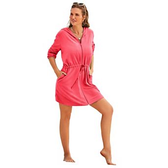Swimsuits for All Women's French Terry Tie Waist Hoodie Cover Up