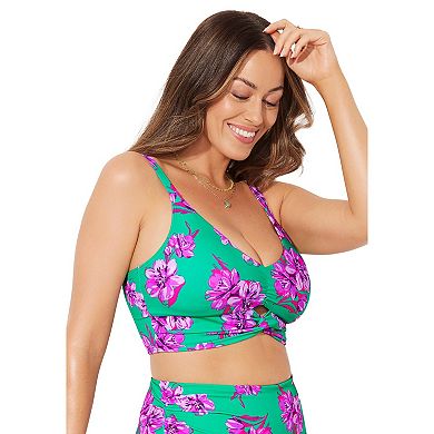 Swimsuits for All Women's Cut Out Longline Bikini Top