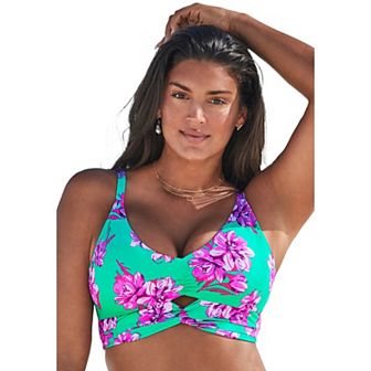 Swimsuits For All Women's Plus Size Cut Out Longline Bikini Top