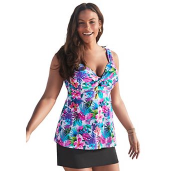 Swimsuits for All Women's Longer Length Twist Front Tankini Top