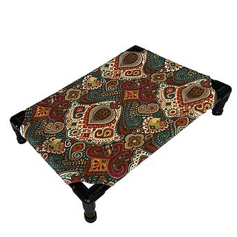 Truman + Teddy (Paisley Daze) Easy-to-clean Handcrafted Elevated, Cot-Style Dog Bed