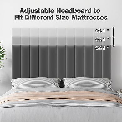 Full Bed Frame Modern Velvet Upholstered 11 Inch Bed Frame with Headboard