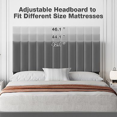 Queen Bed Frame Modern Velvet Upholstered 11 Inch Bed Frame with Headboard