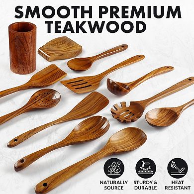 Zulay Kitchen 12-piece Teak Wooden Utensils For Cooking