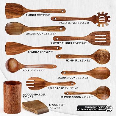 Zulay Kitchen 12-piece Teak Wooden Utensils For Cooking