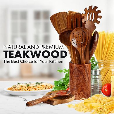 Zulay Kitchen 12-piece Teak Wooden Utensils For Cooking