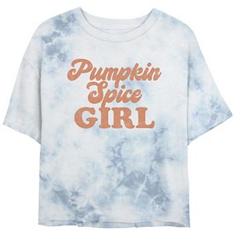 Juniors' Pumpkin Spice Girl Cropped Graphic Tee