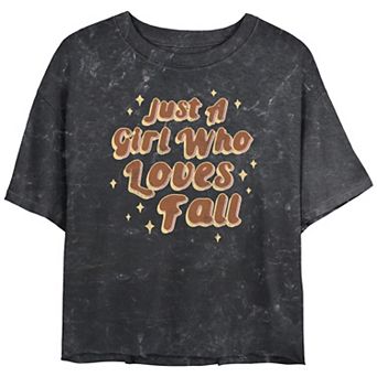 Juniors' Just A Girl Who Loves Fall Cropped Graphic Tee