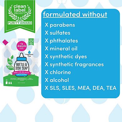Dapple Baby Bottle & Dish Soap Refill Fragrance Free 34 Oz