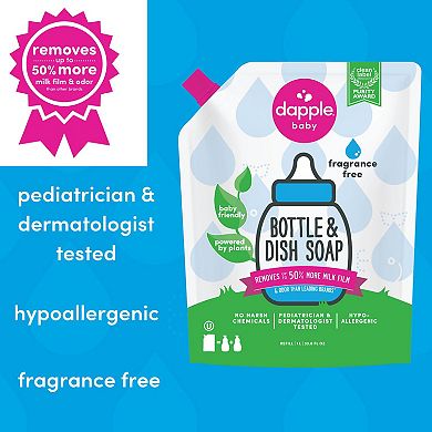 Dapple Baby Bottle & Dish Soap Refill Fragrance Free 34 Oz