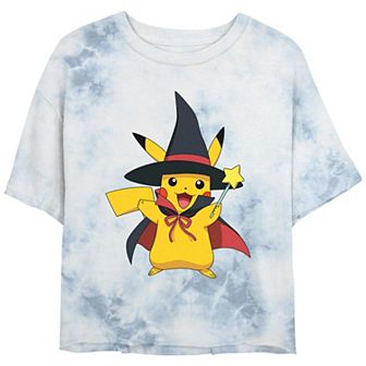 Juniors' Pokemon Pikachu Witch Cropped Graphic Tee