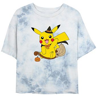 Juniors' Pokemon Pikachu Witch Flight Cropped Graphic Tee