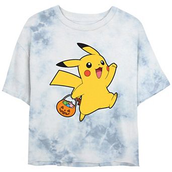 Juniors' Pokemon Pikachu Trick Or Treater Cropped Graphic Tee