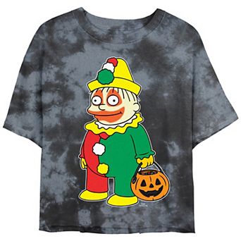 Juniors' The Simpsons Clown Ralph Trick Or Treater Cropped Graphic Tee