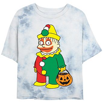 Juniors' The Simpsons Clown Ralph Trick Or Treater Cropped Graphic Tee