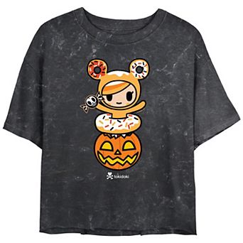 Juniors' Tokidoki Donuts And Pumpkin Cropped Graphic Tee