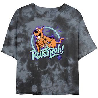 Juniors' Scooby-Doo Ruh-Roh! Scared Trick Or Treater Cropped Graphic Tee