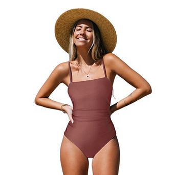 Women's Cupshe Sandy Shirred Strappy Cutout One Piece Swimsuit