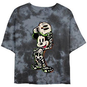 Disney's Mickey Mouse Skeleton Juniors' Cropped Graphic Tee