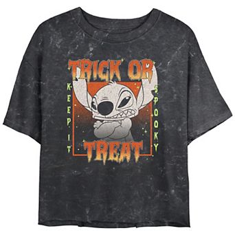 Disney's Lilo & Stitch Trick Or Treat Keep It Spooky Juniors' Cropped Graphic Tee