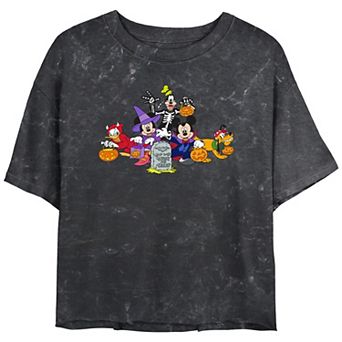 Disney's Mickey Mouse & Friends Trick Or Treating Juniors' Cropped Graphic Tee