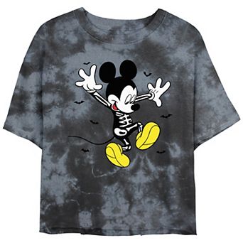 Disney's Mickey Mouse Happy Skeleton Juniors' Cropped Graphic Tee