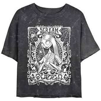 Disney's The Nightmare Before Christmas Sally Scream Queen Card Juniors' Cropped Graphic Tee