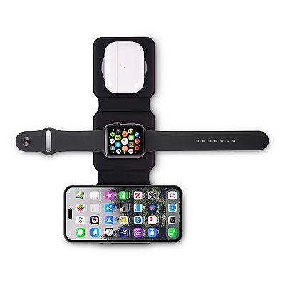 Chargeur Sans Fil Pliable KPON 3-en-1 Pour IPhone, Apple Watch, AirPods – Noir