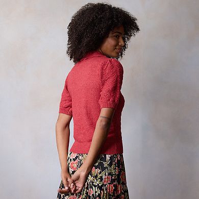 Women's LC Lauren Conrad Short Sleeve Pointelle Cardigan