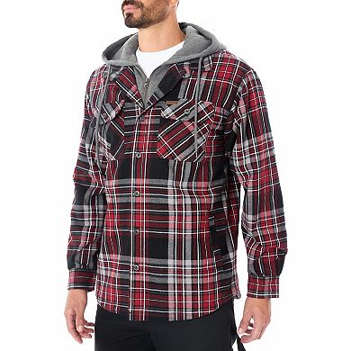 Big & Tall Smith's Workwear Faux Sherpa Lined Hooded Inset Flannel Shirt Jacket
