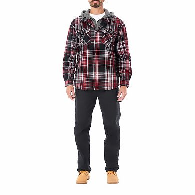 Big & Tall Smith's Workwear Faux Sherpa Lined Hooded Inset Flannel Shirt Jacket