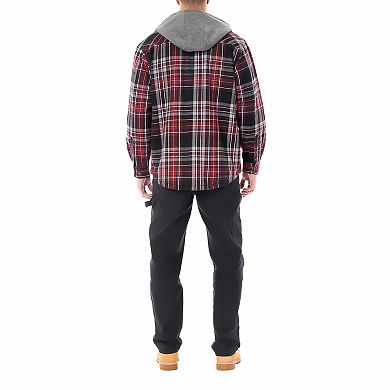 Big & Tall Smith's Workwear Faux Sherpa Lined Hooded Inset Flannel Shirt Jacket