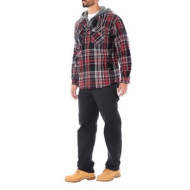 Big & Tall Smith's Workwear Faux Sherpa Lined Hooded Inset Flannel Shirt Jacket
