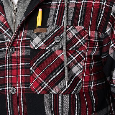 Big & Tall Smith's Workwear Faux Sherpa Lined Hooded Inset Flannel Shirt Jacket