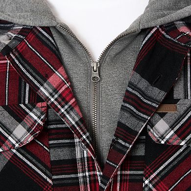 Big & Tall Smith's Workwear Faux Sherpa Lined Hooded Inset Flannel Shirt Jacket