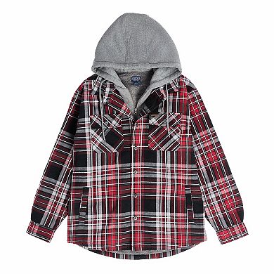 Big & Tall Smith's Workwear Faux Sherpa Lined Hooded Inset Flannel Shirt Jacket