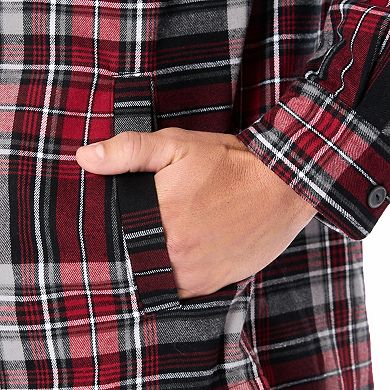 Big & Tall Smith's Workwear Faux Sherpa Lined Hooded Inset Flannel Shirt Jacket