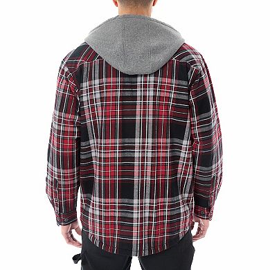 Big & Tall Smith's Workwear Faux Sherpa Lined Hooded Inset Flannel Shirt Jacket