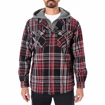 Big & Tall Smith's Workwear Faux Sherpa Lined Hooded Inset Flannel Shirt Jacket