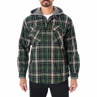 Big & Tall Smith's Workwear Faux Sherpa Lined Hooded Inset Flannel Shirt Jacket