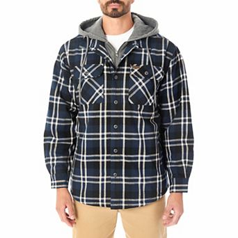 Big & Tall Smith's Workwear Faux Sherpa Lined Hooded Inset Flannel Shirt Jacket