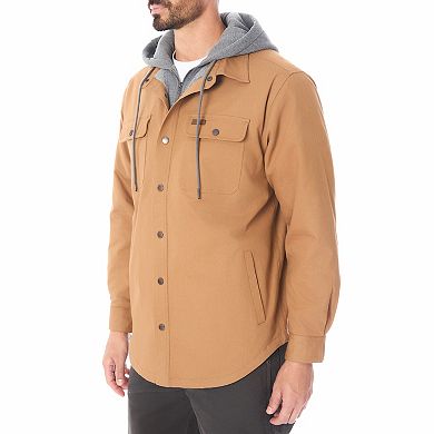 Big & Tall Smith's Workwear 2-in-1 Faux Sherpa Hooded Stretch Canvas Snap Shirt Jacket