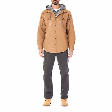 Big & Tall Smith's Workwear 2-in-1 Faux Sherpa Hooded Stretch Canvas Snap Shirt Jacket