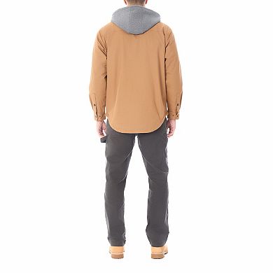 Big & Tall Smith's Workwear 2-in-1 Faux Sherpa Hooded Stretch Canvas Snap Shirt Jacket