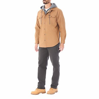 Big & Tall Smith's Workwear 2-in-1 Faux Sherpa Hooded Stretch Canvas Snap Shirt Jacket