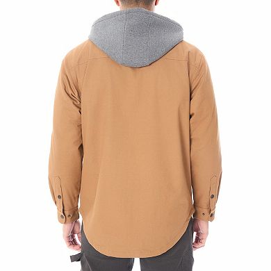 Big & Tall Smith's Workwear 2-in-1 Faux Sherpa Hooded Stretch Canvas Snap Shirt Jacket