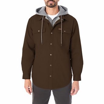 Big & Tall Smith's Workwear 2-in-1 Faux Sherpa Hooded Stretch Canvas Snap Shirt Jacket