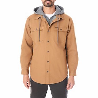 Big & Tall Smith's Workwear 2-in-1 Faux Sherpa Hooded Stretch Canvas Snap Shirt Jacket